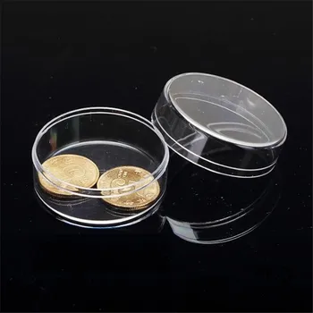 

Free Shipping Round Cosmetic Container Case Sundries Coins Jewelry Storage Box Transparent Small plastic display box 10pcs/lot