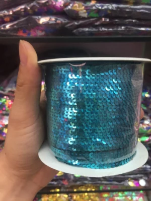 Peacock Blue 10 Ярд 4 мм свободные круглые плоские лазерные блестки, блестки, рукоделие, струнные рулоны, пошив одежды, аксессуары для одежды, Отделка пайетками - Цвет: Peacock Blue