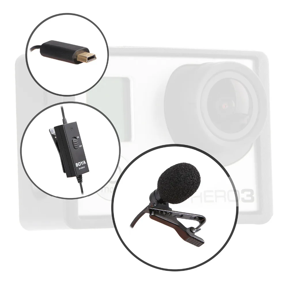 BOYA BY GM10 всенаправленный нажимной петличный конденсаторный микрофон для GoPro HD Hero 4