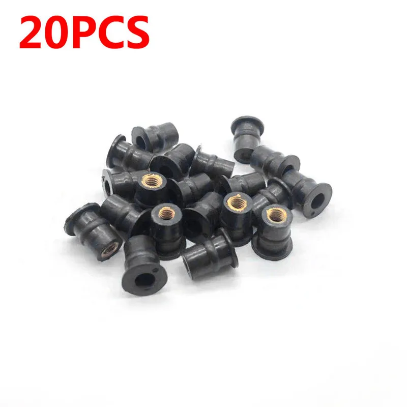 20PCS M5 5mm Rubber Well Nut Metric Motorcycle Windscreen Well Nut Brass Motocycle Accessories