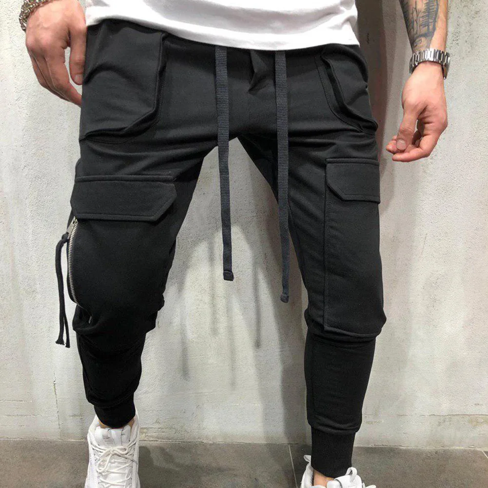 Autumn spring summer casual pants male big size 3XL Multi Pocket Jeans oversize Pants overalls elastic waist pants plus size men harem pants