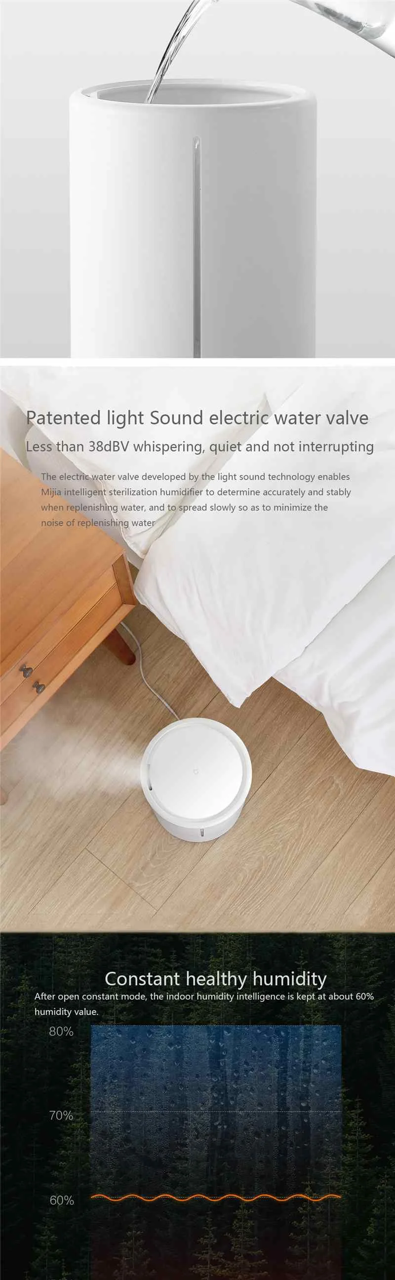 Xiaomi Mijia Youpin Интеллектуальный увлажнитель, голосовое управление, UV-C, стерилизация, распылитель, водный термостатический увлажнитель