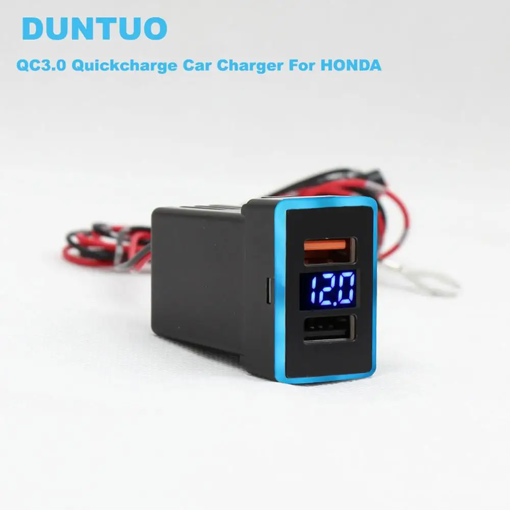 Зарядное устройство QC3.0 с дисплеем Quickcharge автомобильное зарядное двойной USB