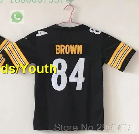for kids youth Качественная детская одежда ben roethlisberger 7 Le'Veon Bell 26 Antonio коричневый 84 T.J. Ватт 90 Джерси Питтсбург - Цвет: for kids youth