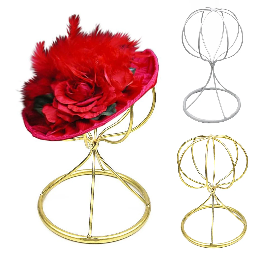 2pcs Balloon Style Metal Hat Helmet Holder Tabletop Wig Display Stand 22cm