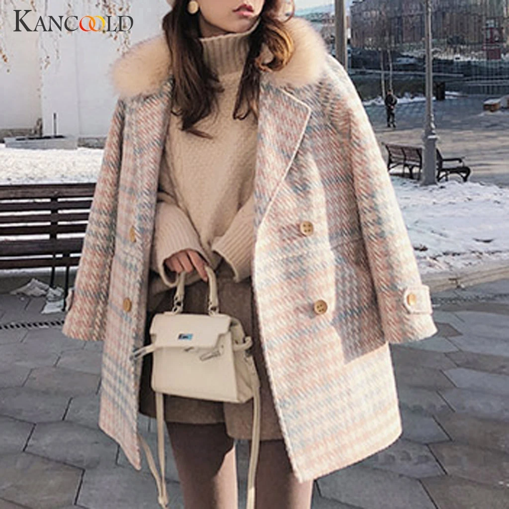 KANCOOLD Женское пальто Верхняя одежда зимняя одежда Модное теплое шерстяное женское элегантное двубортное шерстяное пальто