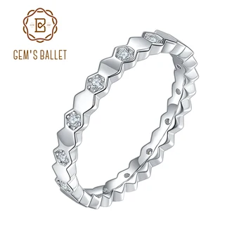 

GEM'S BALLET 925 Sterling Silver Moissanite Wedding Bands For Women D Color VVS1 Moissanite Lab Diamond Paved Wedding Rings