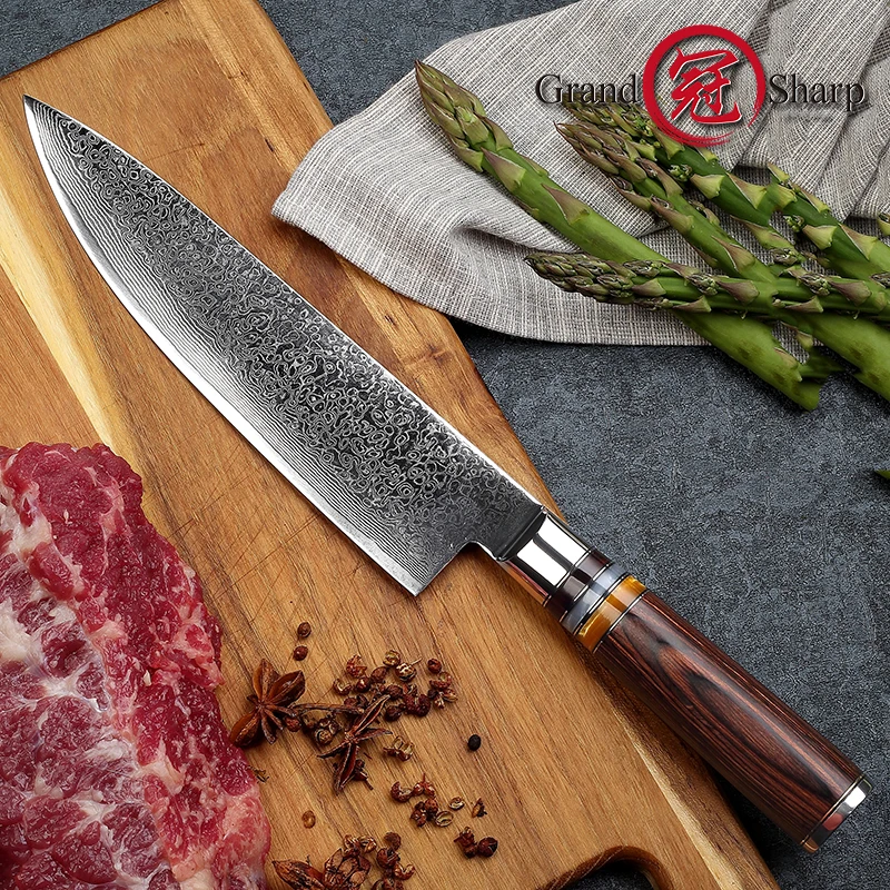 Шеф нож Grandsharp 7 дюйма 67 слоев японский дамасский кухонный кухонные ножи из