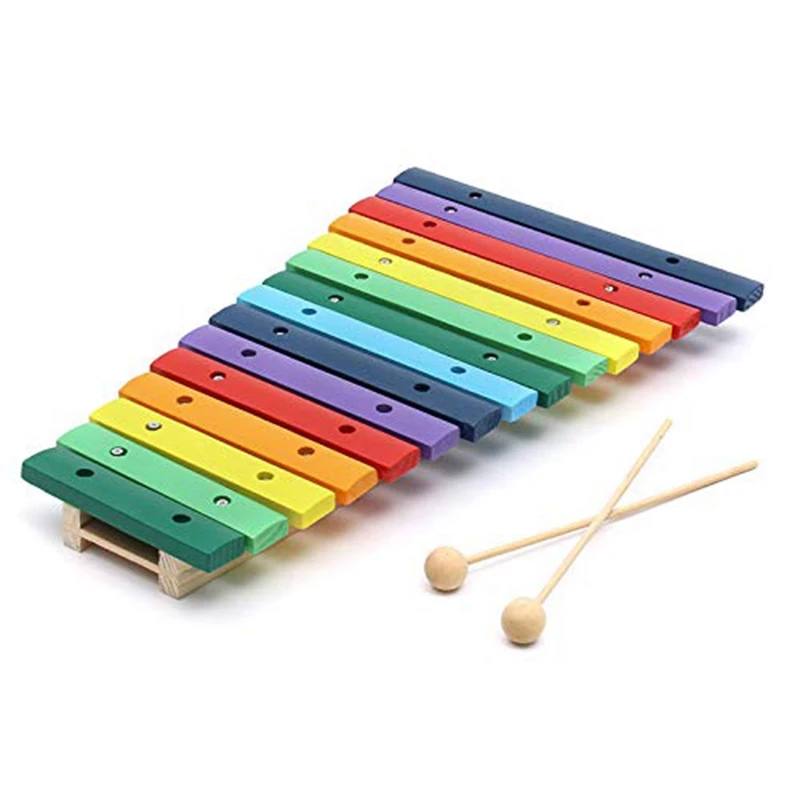 15 тон красочные деревянные Glockenspiel ксилофон образовательные ударные музыкальный