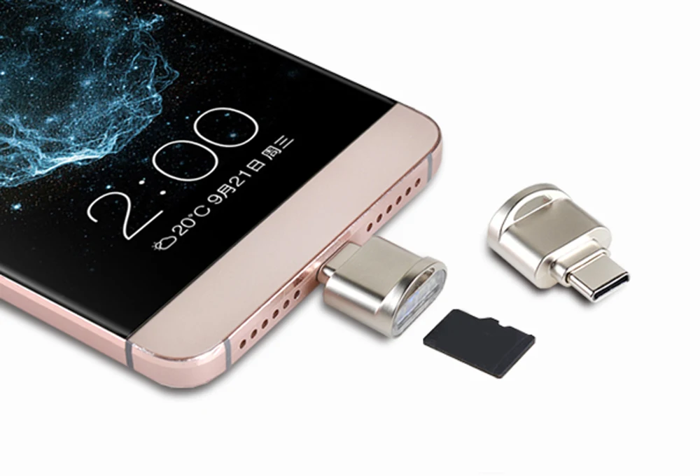 5 шт./лот портативный мини алюминиевый USB 3,1 type C USB-C Micro SD TF считыватель карт памяти OTG адаптер для iPhone Macbook samsung