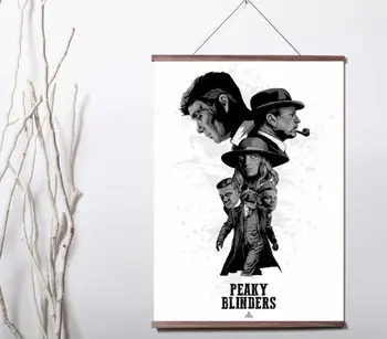 

Peaky Blinders Minimalist TV Series Art Canvas poster decoration painting with solid wood hanging scroll