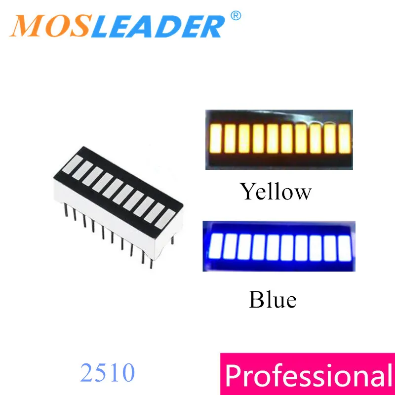 Mosleader 100 шт. 10 сегментов цифровой дисплей 2510 DIP20 красный белый синий зеленый желтый