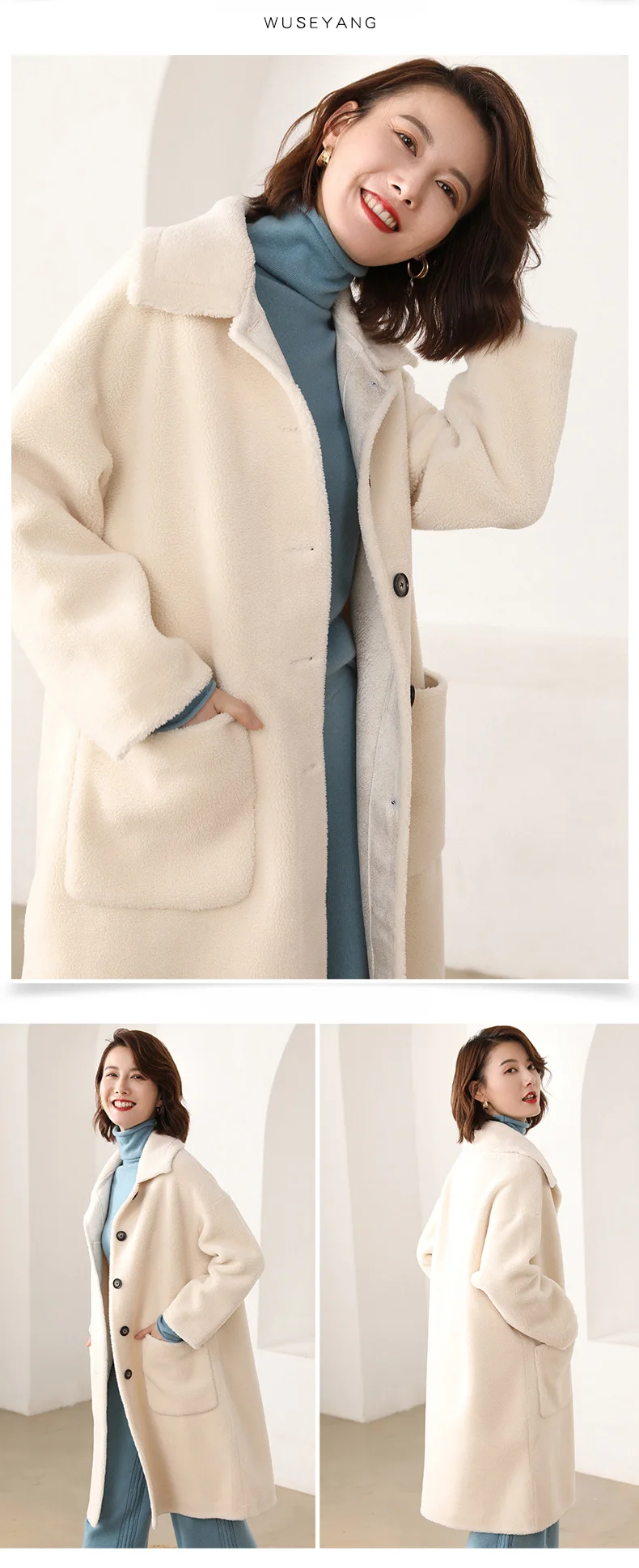 ALKMENE long fur one grain cashmere fur coat loose large size fashion thick warm female autumn and winter long coat