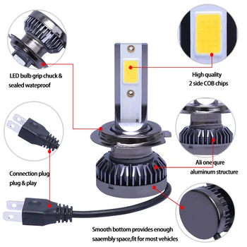 

2pcs H7 LED Motorcycle Headlight Bulbs Fog Light Lamp 3000K 6000LM 9V-36V Yellow