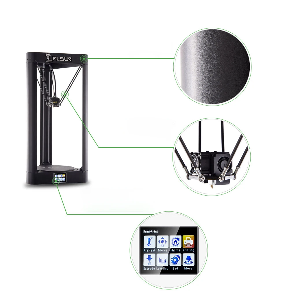 FLSUN QQ S PRO 3D принтеры предварительно собран Delta сенсорный Экран модуль Wi Fi большой