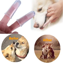 Super Soft Pet Finger Toothbrush Dog Brush Bad Breath Tartar Teeth Tool
