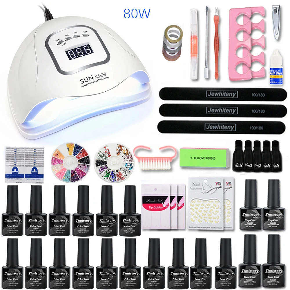 Лак для ногтей, комплект одежды для девочек ростом 80/36 Вт светодиодный Сушилка для ногтей маникюрный набор 16/10, 6 штук в партии, Гель-лак для ногтей с базовый и финишный гель для ногтей инструменты для ногтей комплект