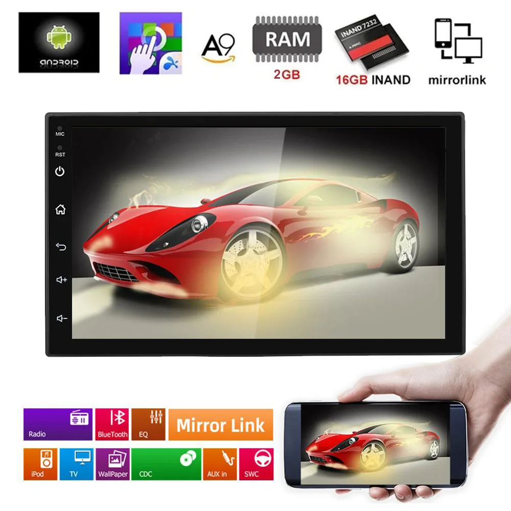 2G 16G Android 9,1 2 Din автомагнитола gps-навигация Авторадио Mp5 мультимедийный плеер Bluetooth wifi зеркальная связь аудио стерео