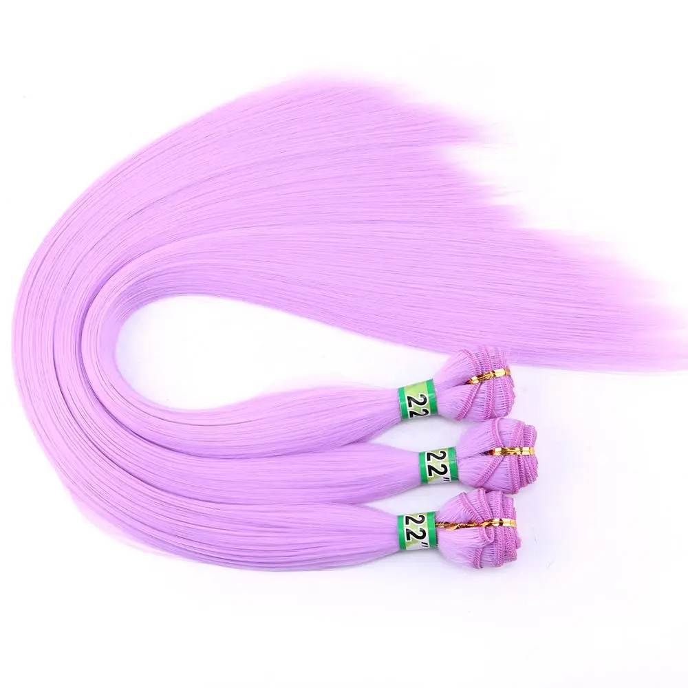 Silky Straight Soft hair weft 22 Inch 100 Gram one Piece Tissage Fiber Hair Weave Synthetic hair Extension Purple Pink Green