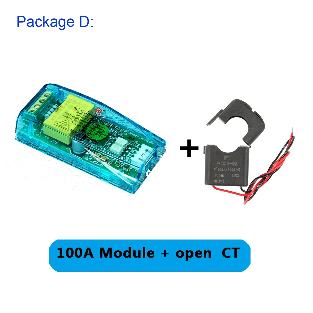Package D PZEM-004T AC цифровой многофункциональный измеритель ватт мощность вольт ампер ttl тестовый модуль PZEM-004T с катушкой 0-100A 80-260 В переменного тока - Цвет: Package D