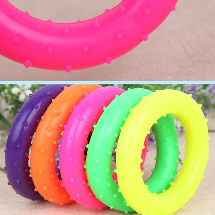 Rubber Pet Cat Round Circle Puppy Play Funny Chewing Toy Cute Random Color Non-Toxic Tranining Dog