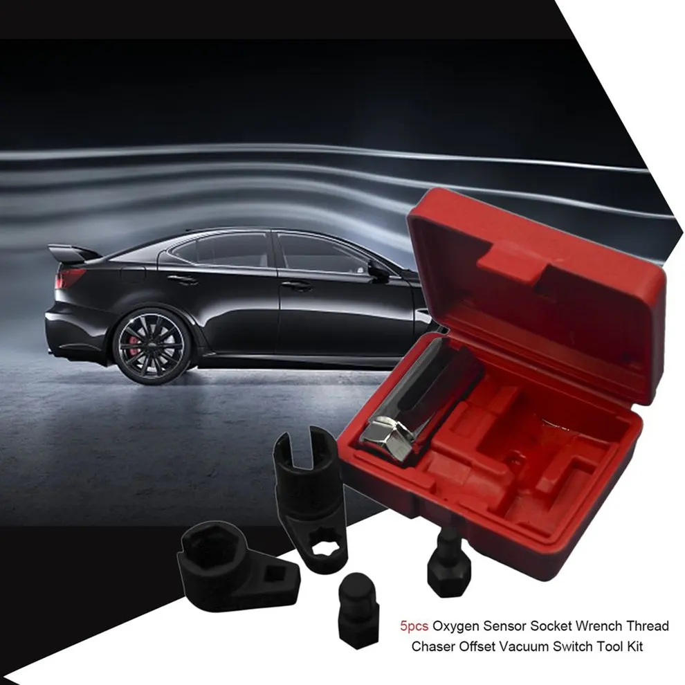 

5PCS/SET Durable Use Oxygen Sensor Socket Sleeve Set Group Head Oxygen Sensor Removal Tool Oxygen Sensor Wrench