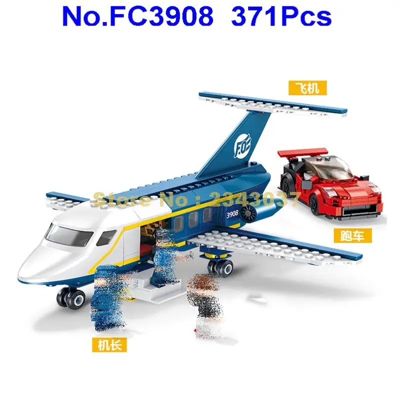 

fc3908 371pcs city airport cargo transporter airplane plane jet building blocks Toy