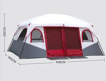 

Large tent two-bedroom double door camping camping rainproof shade large leisure tent outdoor family