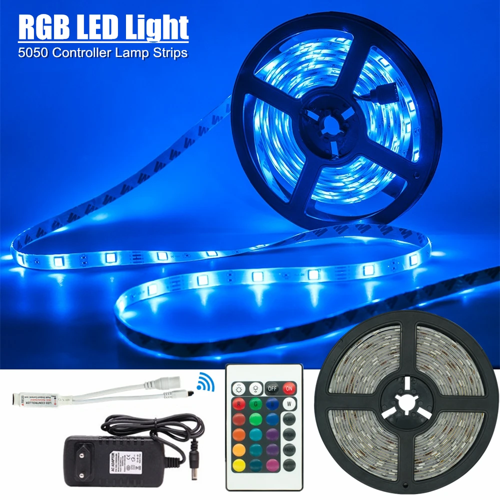 Светодиодные RGB-ленты 5050 водонепроницаемые для спальни с инфракрасным пультом ДУ