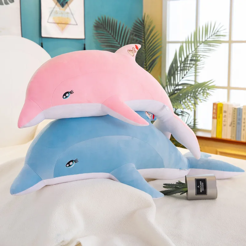 

Cute Dolphin Plush Dolls Soft Stuffed Animals Big Toys Cushion Pillow Home Decor Gifts for Kids Girl