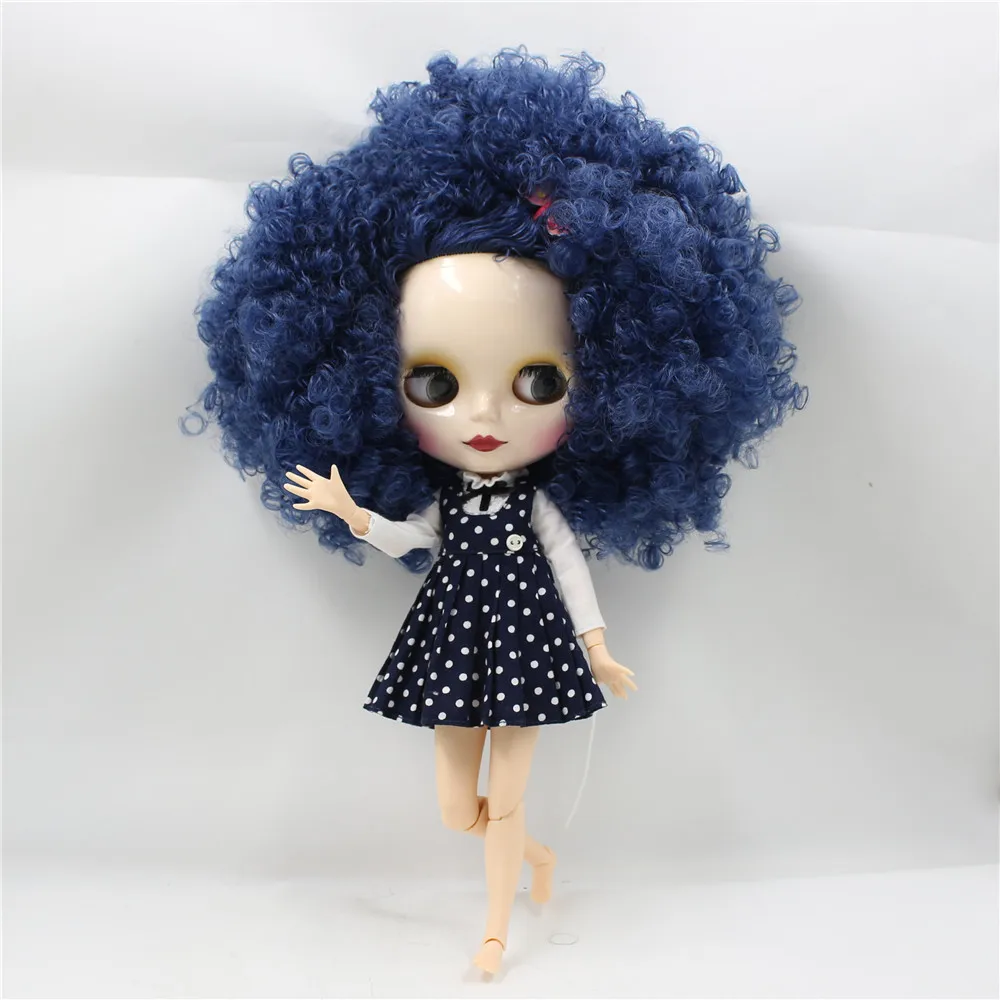 Neo Blythe Doll with Blue Hair, White Skin, Shiny Cute Face & Custom Jointed Body 1
