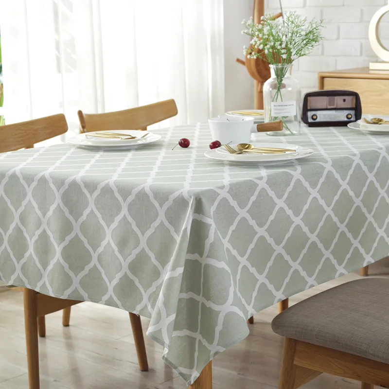 

Proud Rose Simple Plaid Cotton and Linen Tablecloth Rhombus Geometric Printing Rectangular Fabric Home Decoration Modern Korean