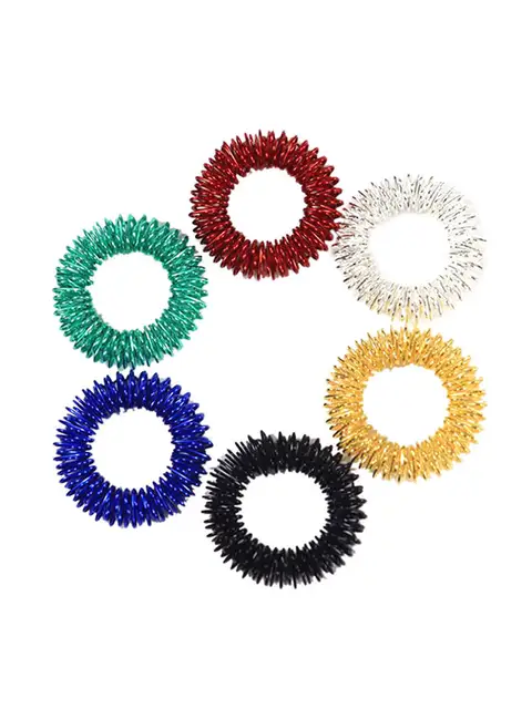 5Pcs Spiky Sensory Anxiety Ring for Finger Massage Hand Acupressure Massager Fidget Rings Toy Stress Relief Circulation Rings 4