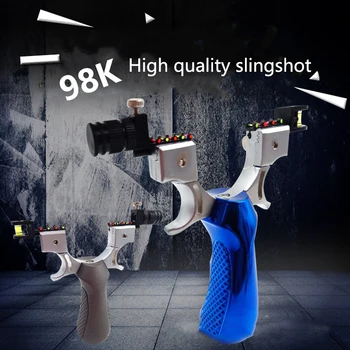 

Hunting Slingshot with Laser Light Sight Level Outdoor Shooting with Flat Rubber Band Powerful Sling Shot