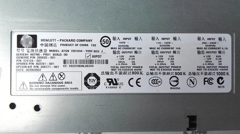PSU для hp DL380G5 ML350G5 ML370G5 1000 Вт блок питания ATSN 7001044-Y000 hstns-pr01