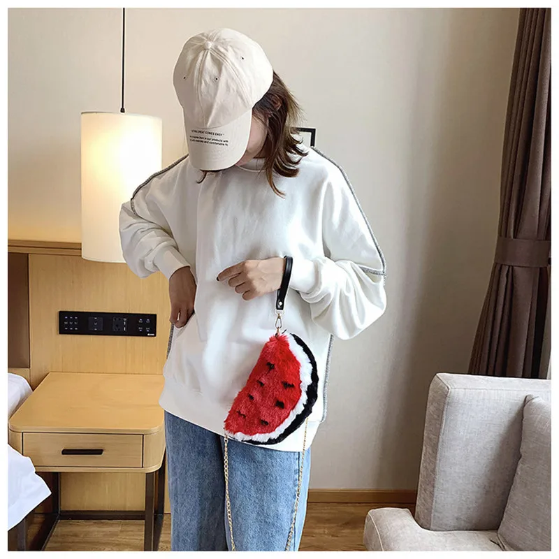 New Cute Strawberry Watermelon Fruits Plush Bag Toys Crossbody Bag Shoulder Bags Key Phone Coin Purse Backpack Dolls Gift  (18)