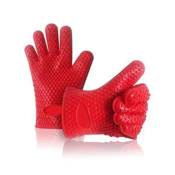 

1 Pair Heat Resistant Silicone Gloves Cooking Kitchen barbecue oven glove Cooking BBQ Grill Glove Oven Mitt Baking glove