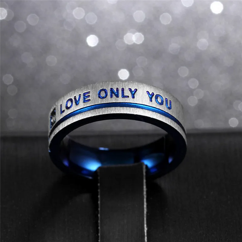 Уникальные кольца для пар Love Only You, 6 мм, голубое кольцо для женщин, инкрустация кристаллами, обручальные кольца, брендовые ювелирные изделия для помолвки
