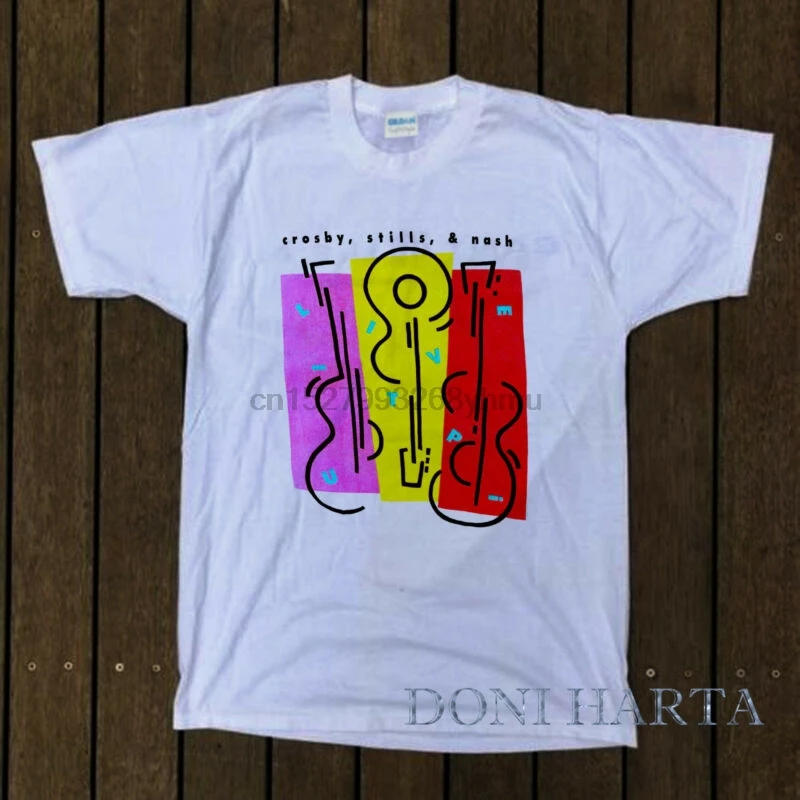 Винтажная Футболка 1990 Crosby stiкал &amp Nash Live It Up World Tour Reprint S - 5XL | Мужская одежда