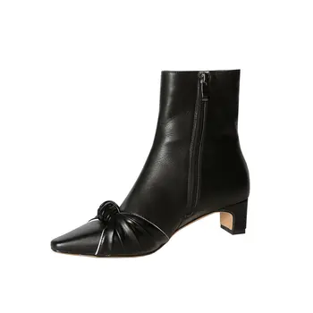 

Genuine Leather Pointed Toe Women's Ankle Boots Sexy Retro High Heels Pumps Wedding Night Club Shoes Woman