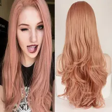 BM натуральные волнистые синтетические 13*3 парик фронта шнурка бесклеевой смесь розового термостойкого волокна волос натуральные волосы для женщин парики на каждый день
