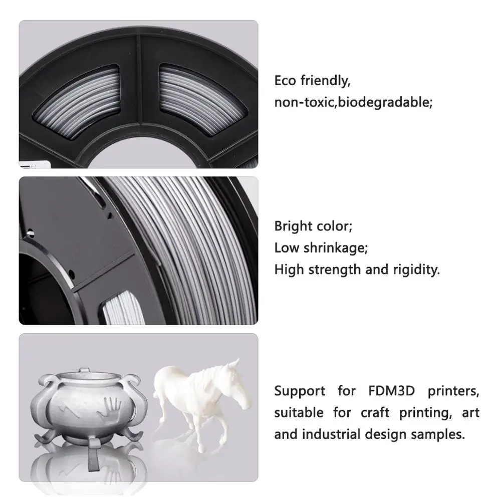 PLA серебро SUNLU отличная ударная прочность 3d принтер нить большая с цветными светящимися в темноте