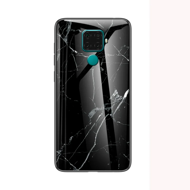 Для huawei mate 30 Lite чехол из мраморного глянцевого закаленного стекла Мягкий Силиконовый противоударный жесткий чехол для телефона для huawei Nova 5i Pro Чехол - Цвет: Черный