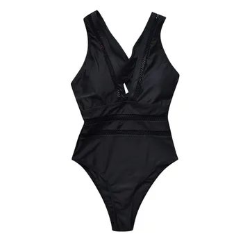 Woman Plus Size Swimsuit 2020 One Piece Bathing Suit For Women Big Black Lace Beach Swimming Vintage Bather Female Swimwear#J30 3