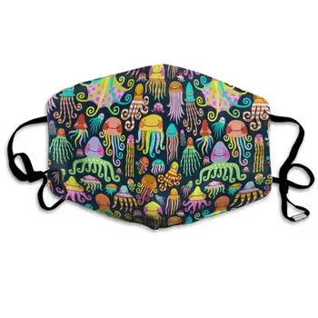 

Rainbow Octopus Squid Jellyfish Dustproof Earloop Face Mask for Women Men, Pollen Cosplay Camping Half Face Mouth Mask -