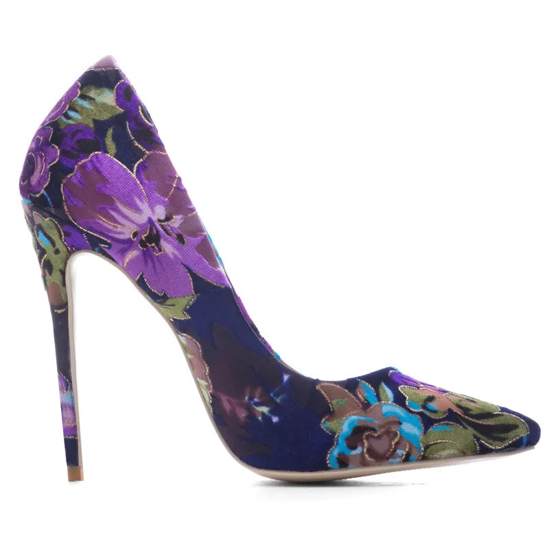 

Woman Cocoafoal Blue Bridal Stiletto Plus Size 33 43 44 45 Embroider High Heels Shoes Mesh Party Sexy Valentine Pumps