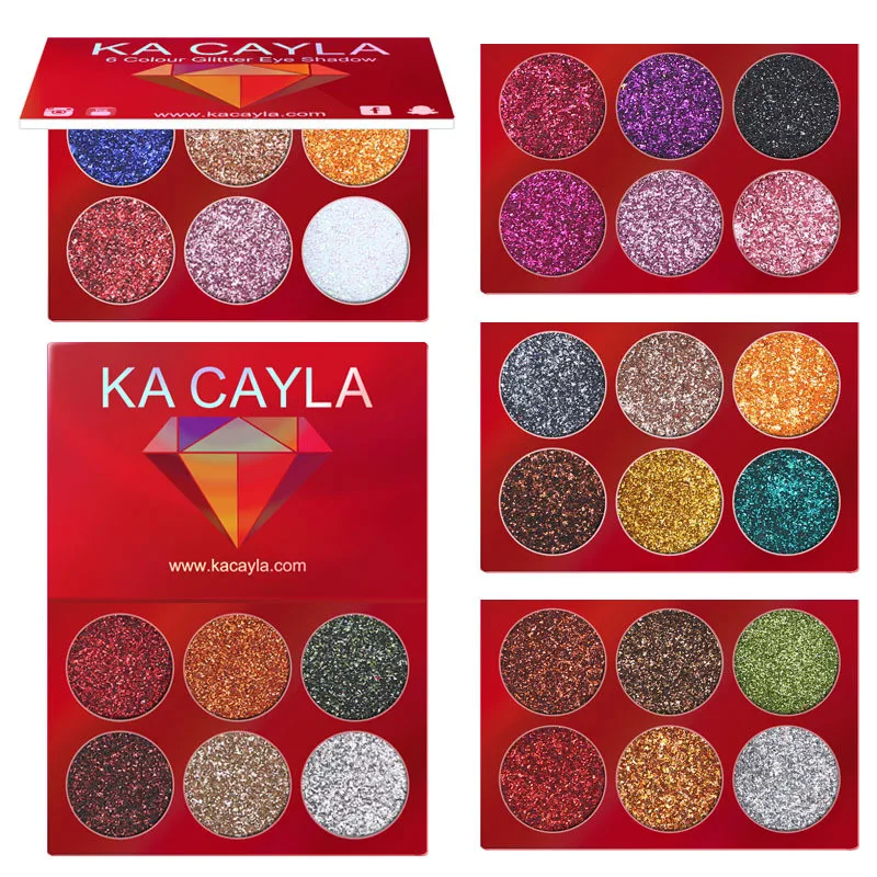 

6 Colors Glitters Diamond Eyeshadow Palette Long-lasting Easy to Wear Shimmer Makeup Eye Shadow Pigment Pallete Maquillage
