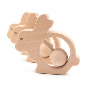 

2020 New Baby Teethers Beech Wooden Blocks Rabbit Cartoon Educational Montessori Toys P31B