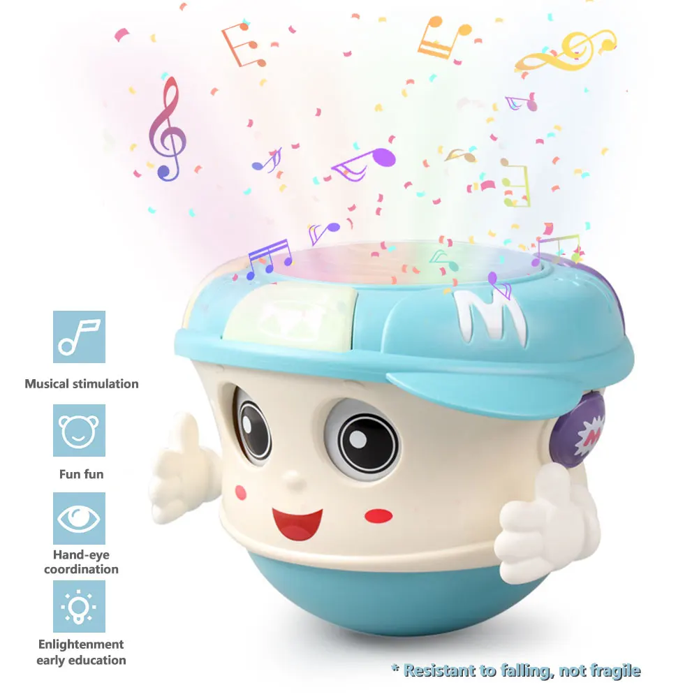 

Baby Music Toys Tumbler Baby Musical Drum Toys with Lights Sound Music and Function Electronic Baby Drum Toys Boys and Girls