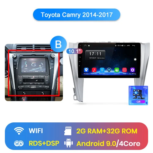 Junsun V1 2G+ 32G Android 9,0 DSP для Toyota Camry 8 50 55- автомобильный Радио мультимедийный видео плеер gps RDS 2 din dvd - Цвет: 2-32GB for wifi B